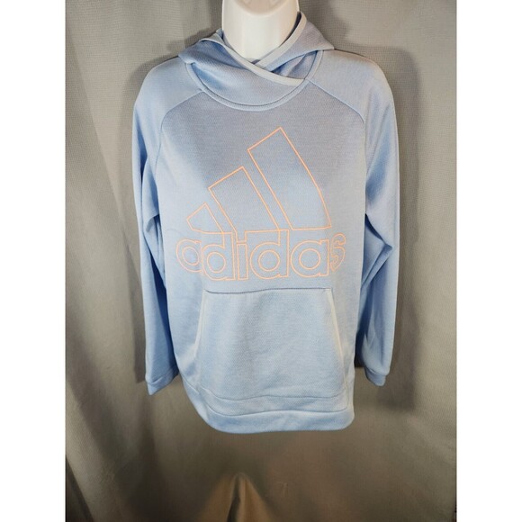 adidas Jackets & Blazers - Adidas Hoodie Women M Medium‎ Blue Hooded Long Sleeve Lined Crew Neck Casual